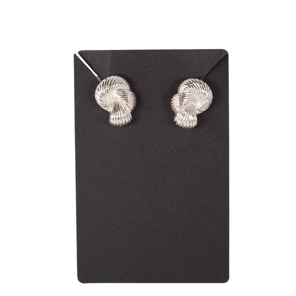 Vintage Silver Tone Knot Earrings Screw Back Clip on Adjustable Clip Retro - Picture 3 of 12